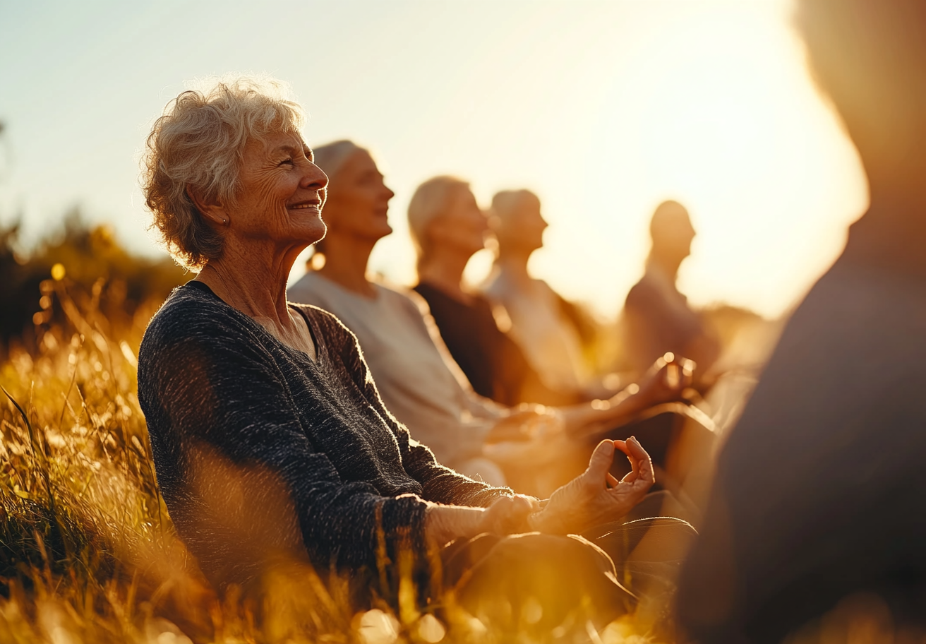 Старша жінка практикує йогу
